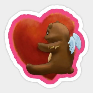 Teddy bear hug heart Sticker